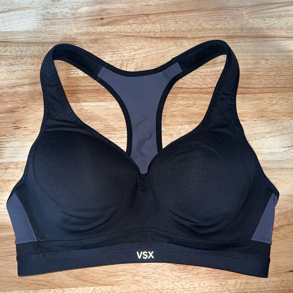 VSX Black Sports Bra with Racerback Design and Molded Cups